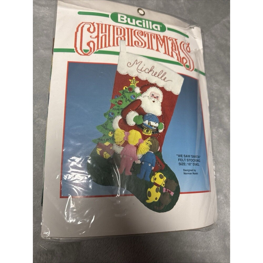Bucilla Felt 18" Christmas Stocking Kit #82518 WE SAW SANTA Personalize it